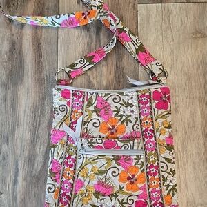 Vera Bradley Pink and Orange Crossbody Bag with Quilted Floral Design